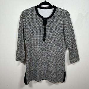 J. McLaughlin Top Womens Medium Blue Geometric Print Tunic Catalina Cloth